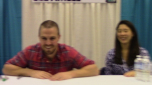 Another blurry shot of Stephen Amell as we approach his table